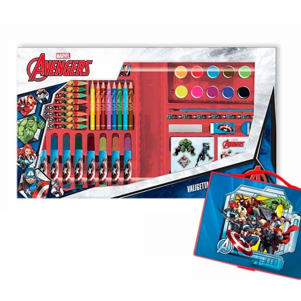 Trade Shop - Valigetta Con Colori Degli Avengers Set Per Colorare Gioco Per Bambini 52 Pezzi -