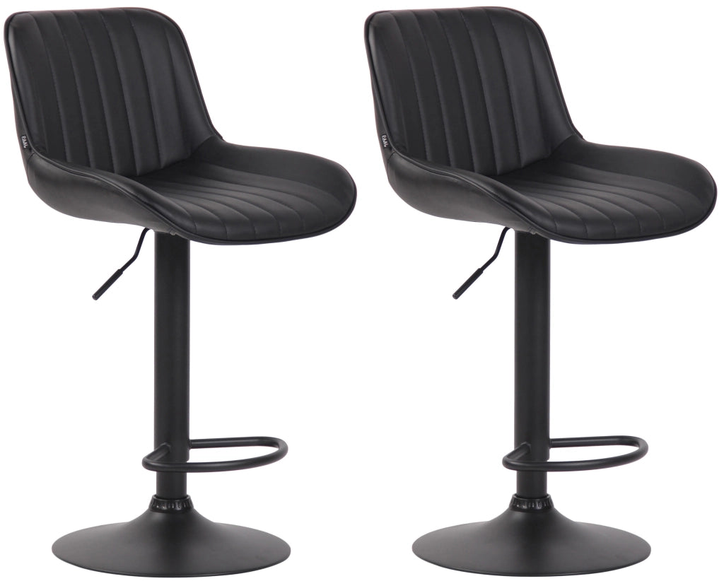 Set di 2 sgabelli da bar Lentini in similpelle nero,nero