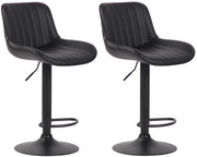 Set di 2 sgabelli da bar Lentini in similpelle nero,nero