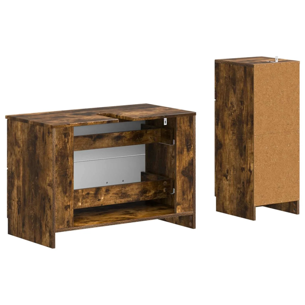 Set di Armadi da Bagno da 2 Pezzi UTRECHT Rovere Fumo 3417734