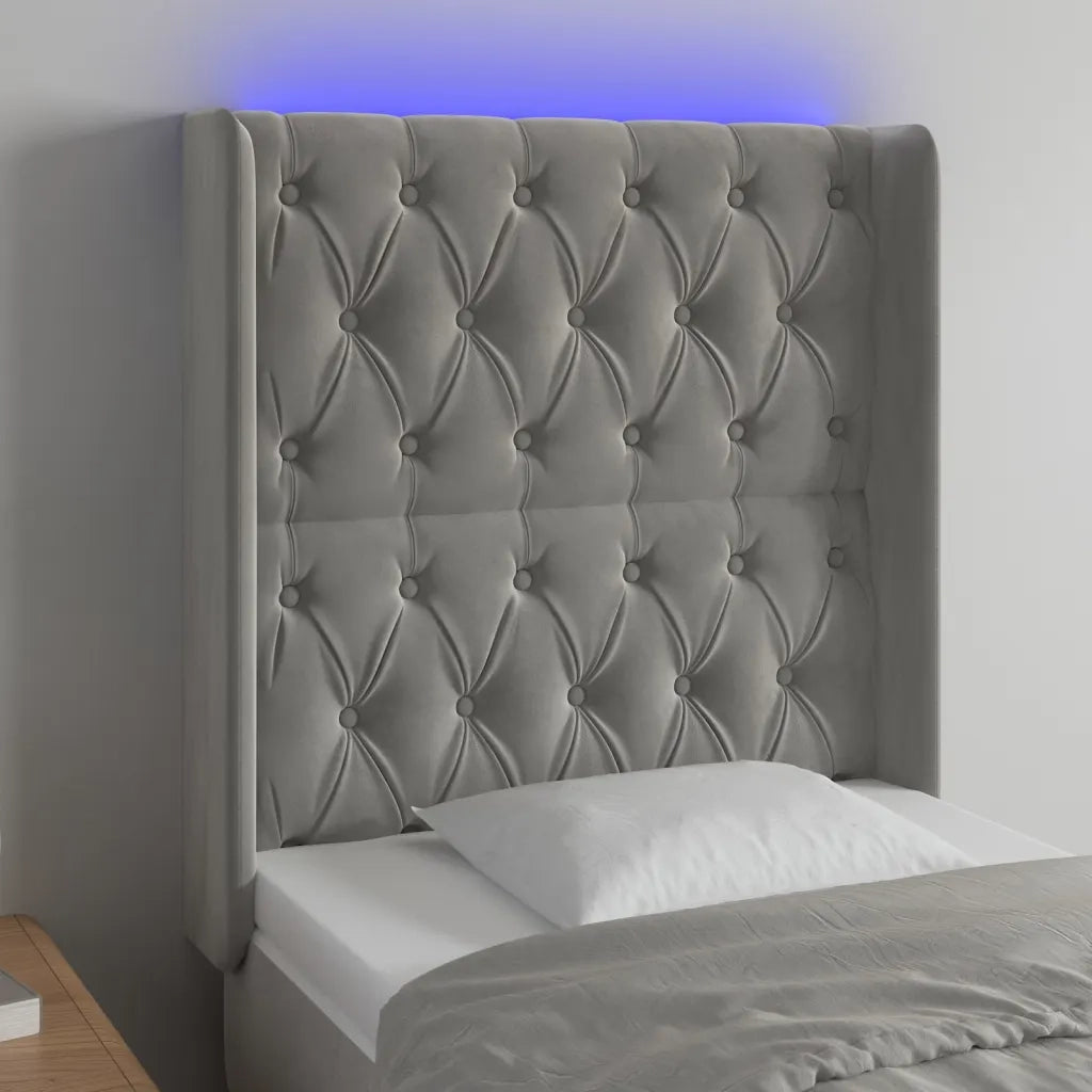 Testiera | Testata a LED Grigio Chiaro 83x16x118/128 cm in Velluto