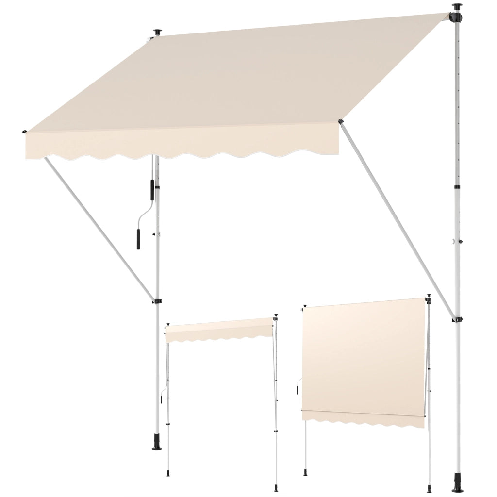 Toldo Retrattile Manuale 300x150 cm ¨C zephmum ¨C Beige per Terrazzo