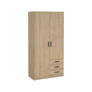 Guardaroba 2 ante Sultani, Mobile camera da letto, Cabina armadio portabiti, Armadio appendiabiti, 99x50 h200 cm, Rovere