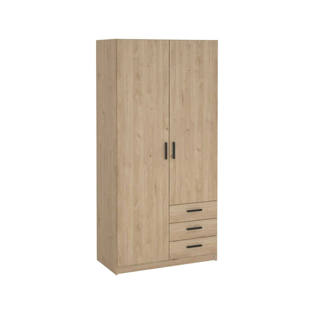 Guardaroba 2 ante Sultani, Mobile camera da letto, Cabina armadio portabiti, Armadio appendiabiti, 99x50 h200 cm, Rovere
