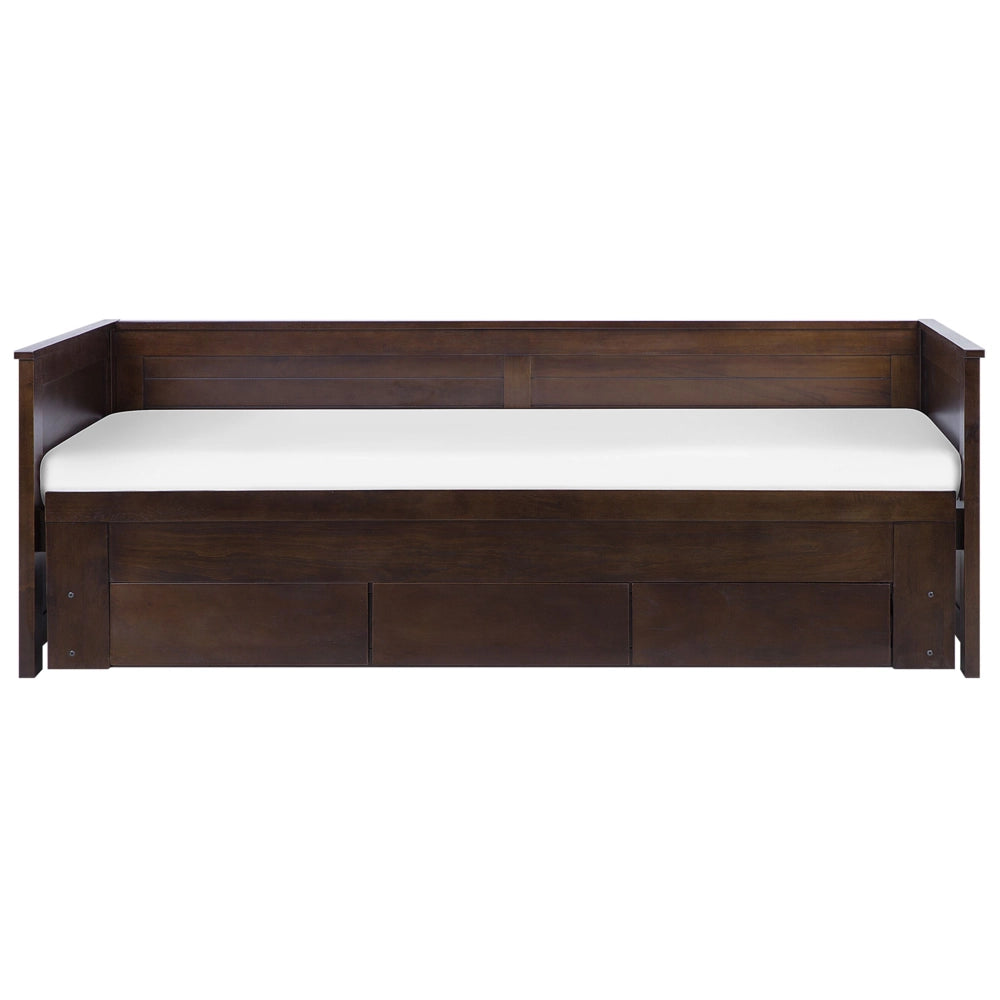 Letto Allungabile Legno MDF di colore Marrone 3 Cassetti a Doghe 90/180 x 200 cm