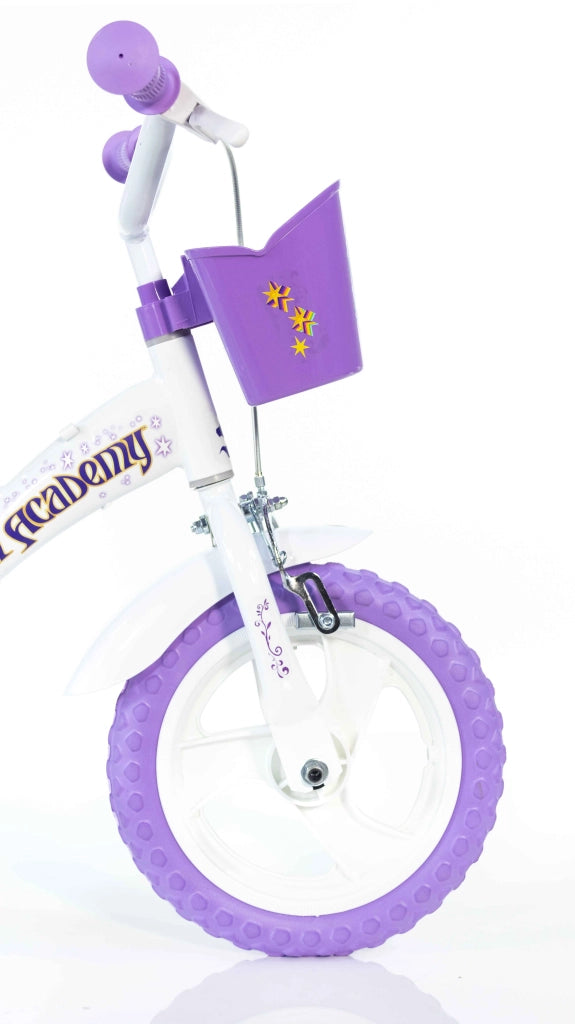 UNICORN ACADEMY 12", bicicletta per bambini, adatta a bambini tra i 3 e i 5 anni, per altezza tra 85 e 105 cm, cestino e