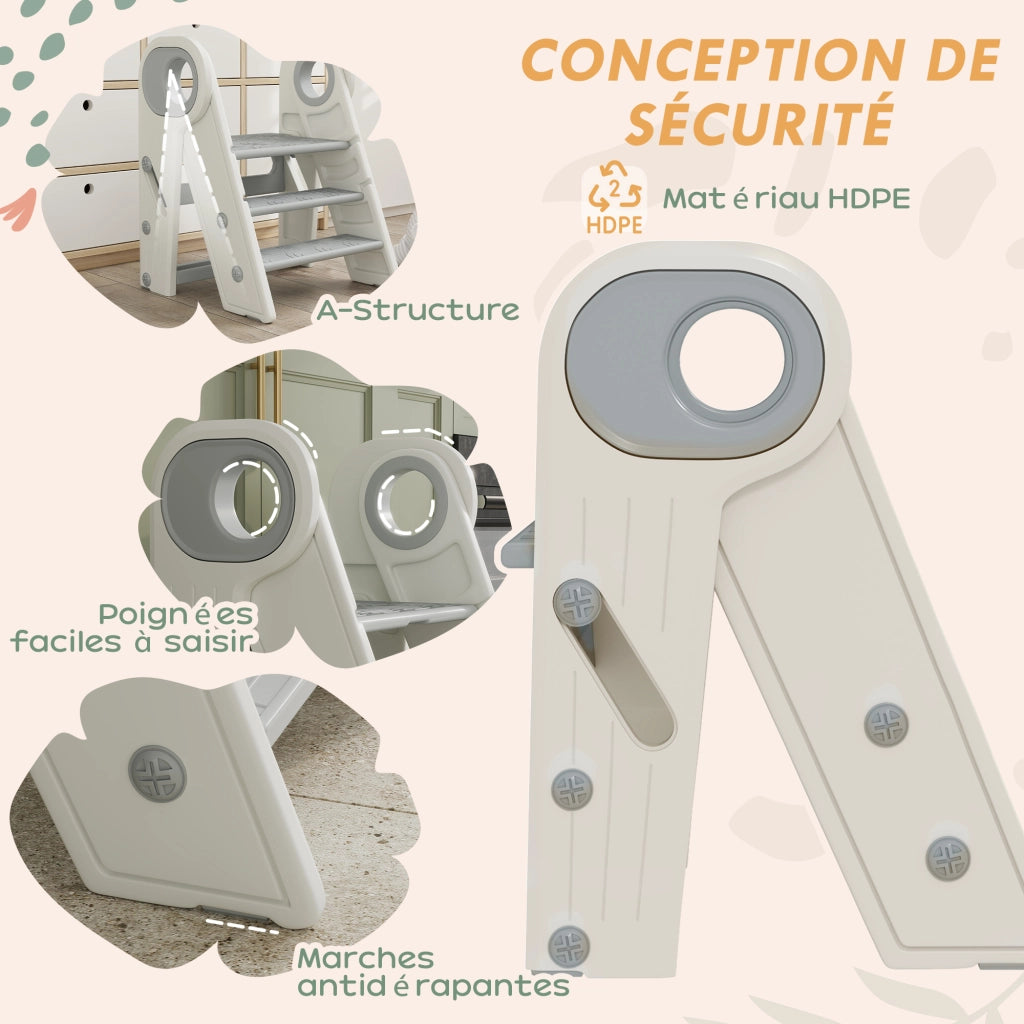 Scalino per Bambini Pieghevole Regolabile ¨C zephmum ¨C Grigio 3 Marche