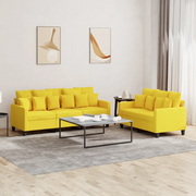 Set di Divani 2 pz con Cuscini Giallo Chiaro in Tessutocod mxl 104295