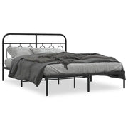 Letto matrimoniale | Letto per adulti | Giroletto con Testiera in Metallo Nero 135x190 cm