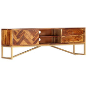 Mobile porta TV multimediale mensola per TV credenza per TV per sala da pranzo soggiorno camera da letto 140 x 30 x 45 cm legno massello di sheesham marrone 02_0025914