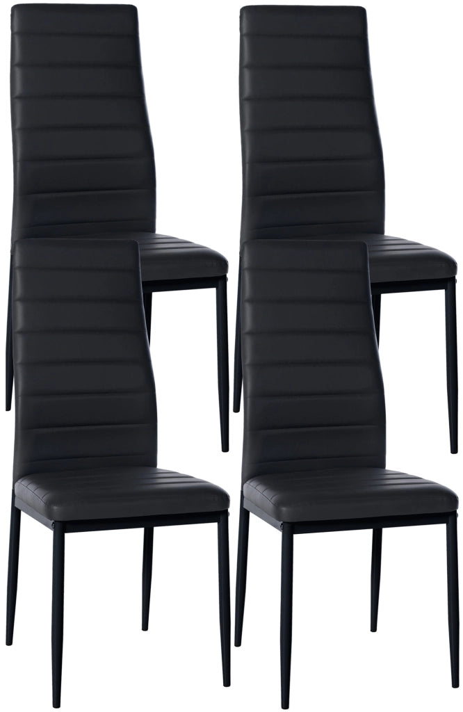 Set di 4 sedie da pranzo Mayfair nero,Finta pelle
