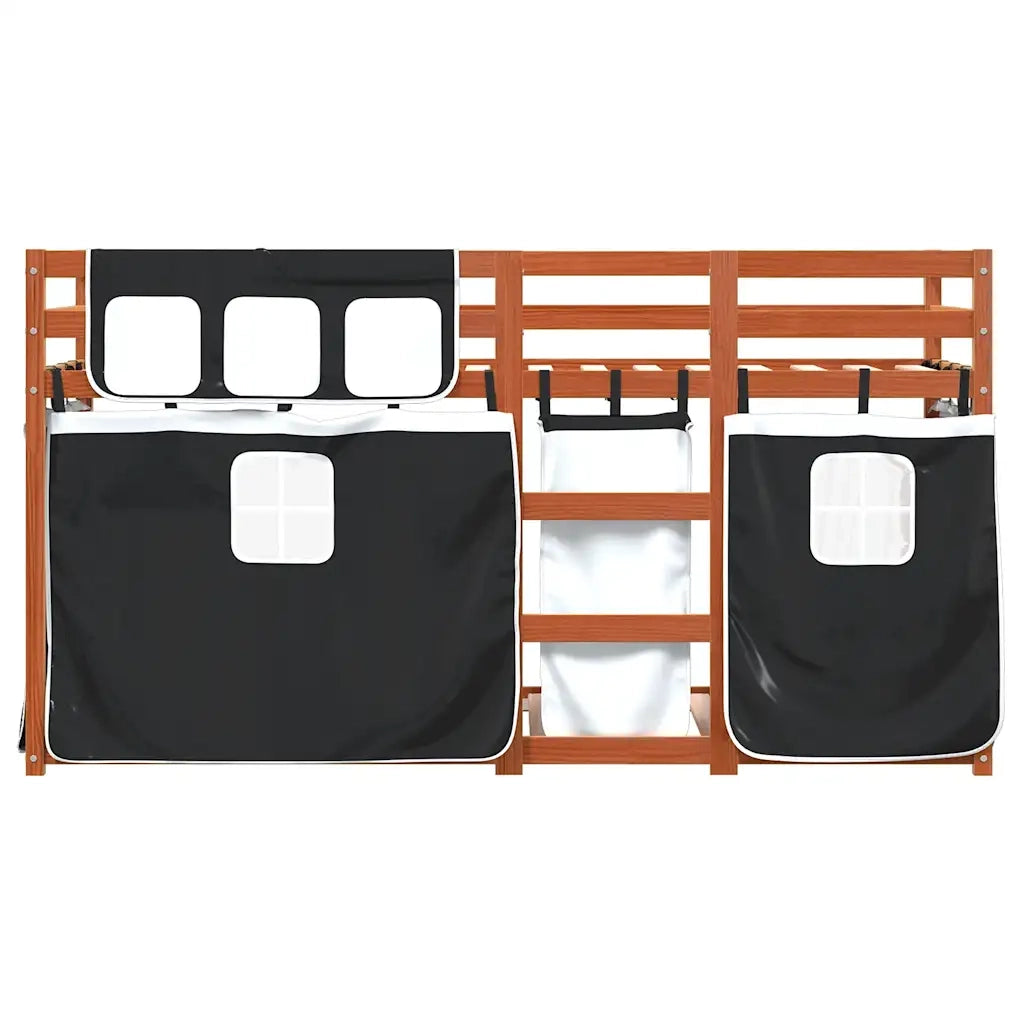 Letto singolo | Letto per adulti | Letto a Castello senza Materasso Bianco e Nero 80x200cm in Pino