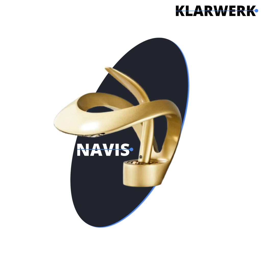 NAVIS | Rubinetto da bagno a cascata di design oro opaco | Elegante in acciaio inossidabile premium per lavelli | Miscelatore hotel 2 attacchi