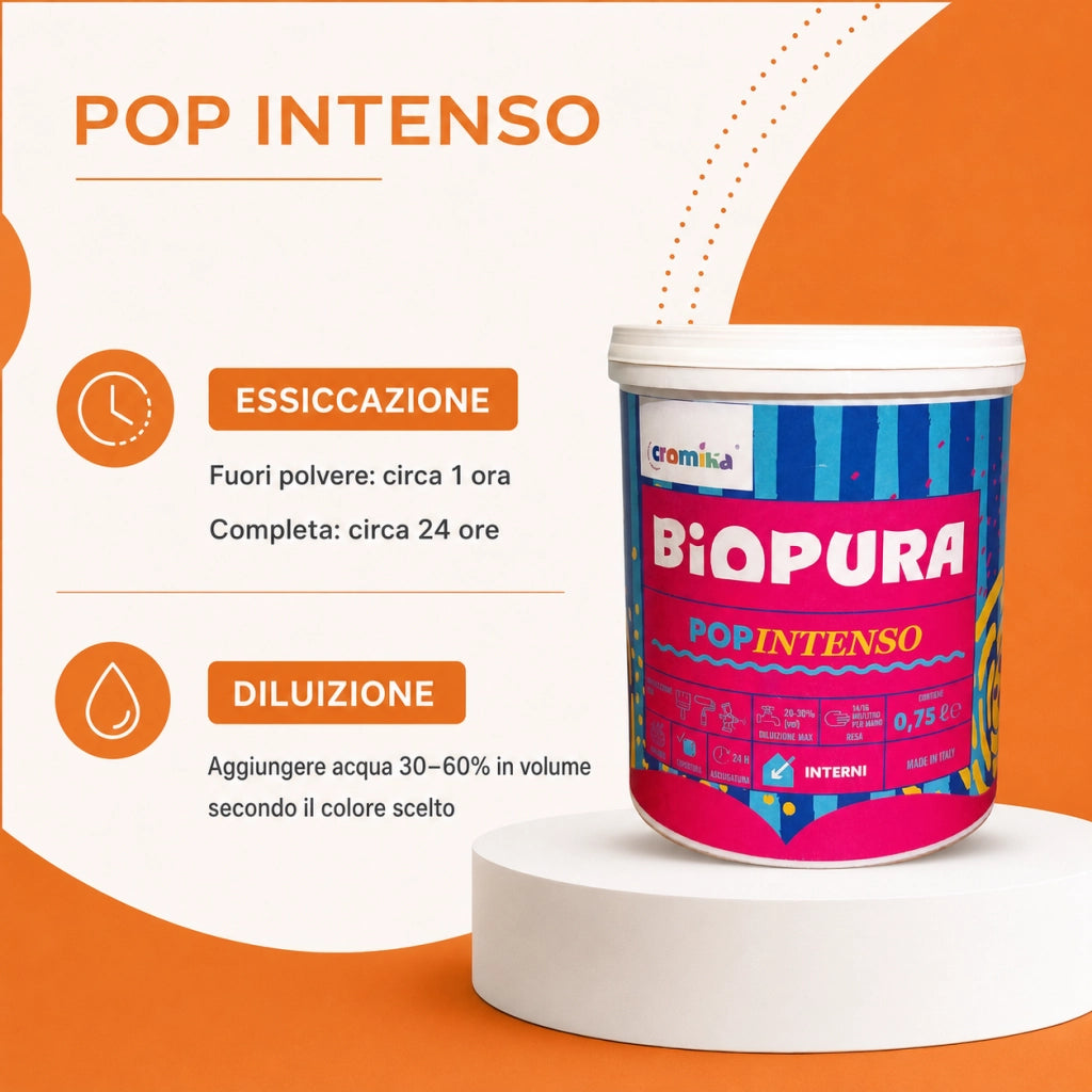 Popintenso palestra e decori interni pittura murale lavabile e coprente cromika *** formato 0,750 lt, colore- arancio...