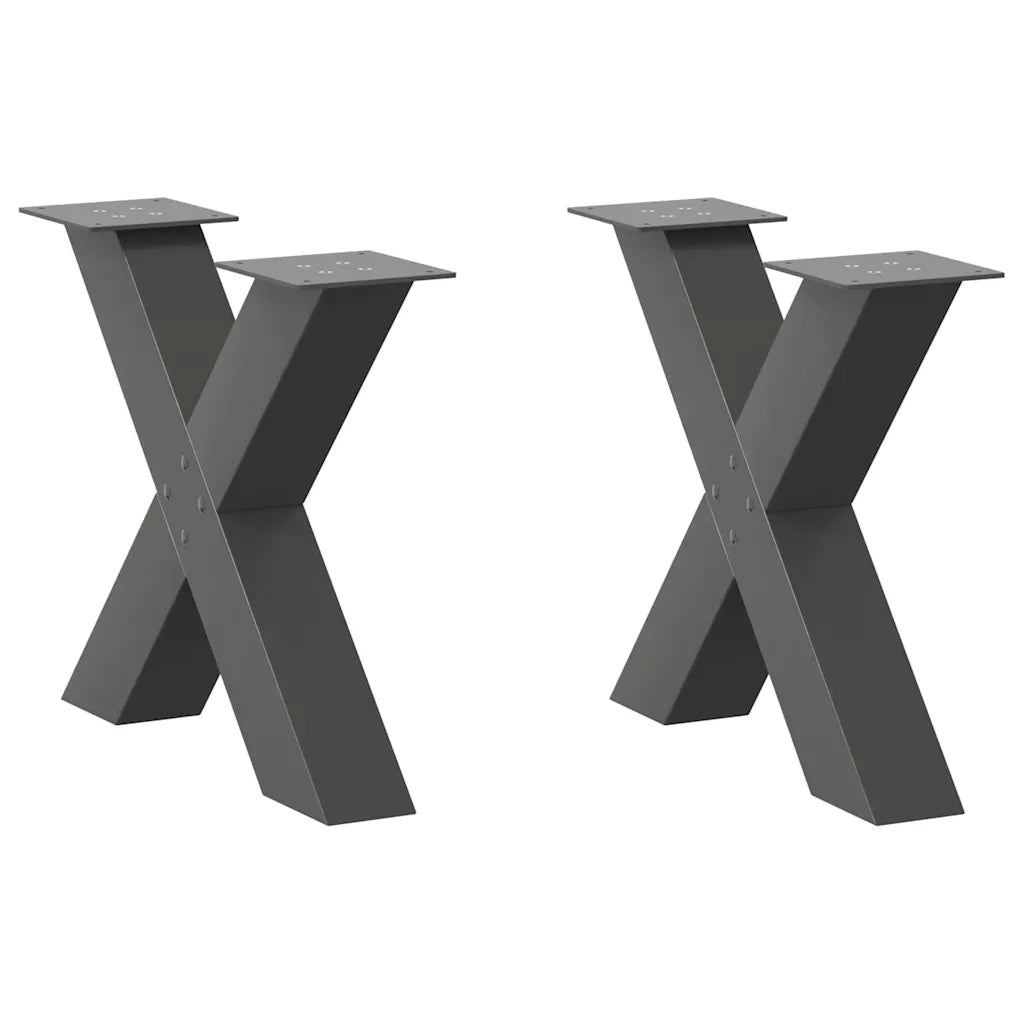 Gambe per Tavolino da CaffÃ¨ a X 2 pz Antracite 60x(42-43) cm Acciaio