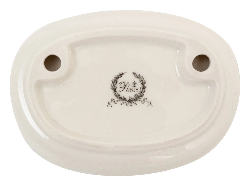 Biscottini Porta saponetta svuota tasche in porcellana bianca decorata "Le Bain Paris" L14xPR10xH5,5 cm