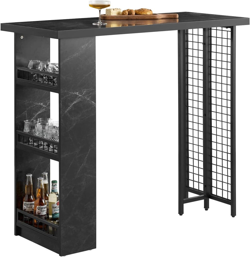 Tavolo alto bar Tavolo da pranzo Tavolo da balcone Penisola cucina Nero 120x50x105cm FWT100-SCH