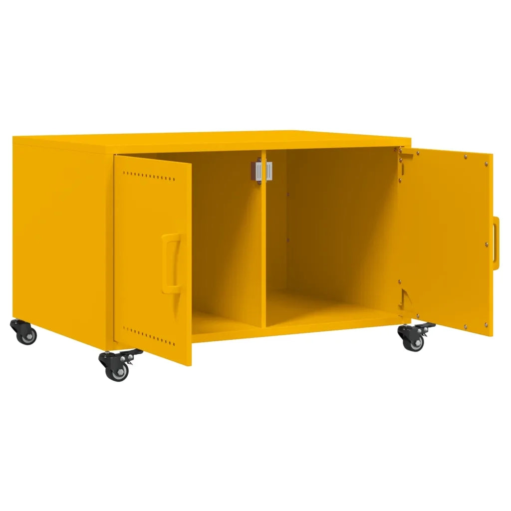 Tavolino Giallo Senape 68x50x43,5 cm Acciaio Laminato a Freddo 846689