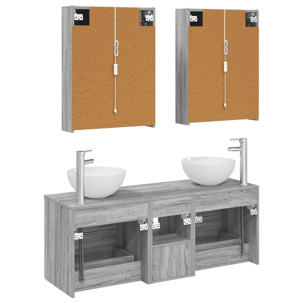 Set di mobili per il bagno 5 pcs Sonoma grigio 3406732