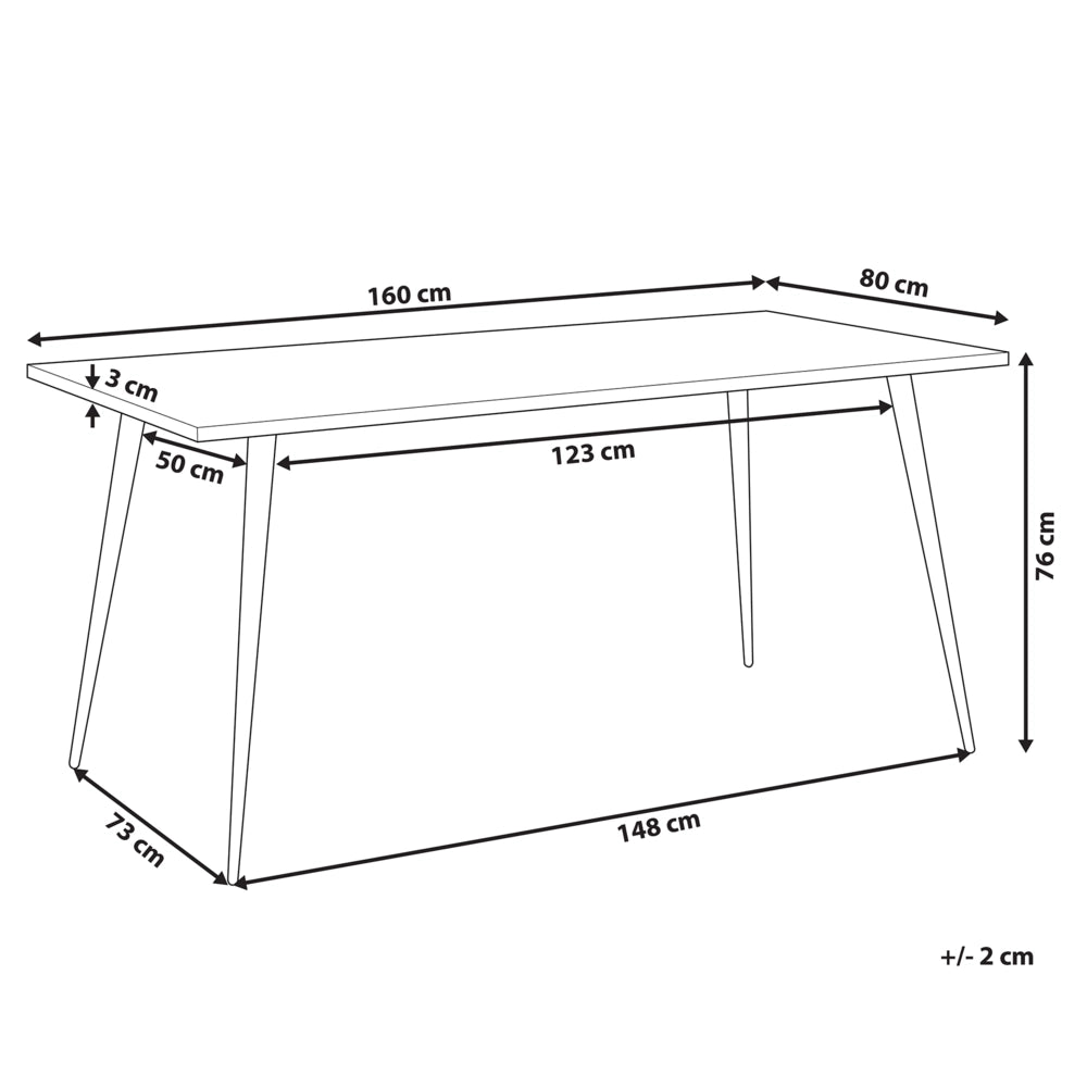 Tavolo da Pranzo Effetto Marmo Bianco Piano Gambe in Metallo Nero Rettangolare 160 x 80 cm per 6 Persone Stile Glamour Moderno