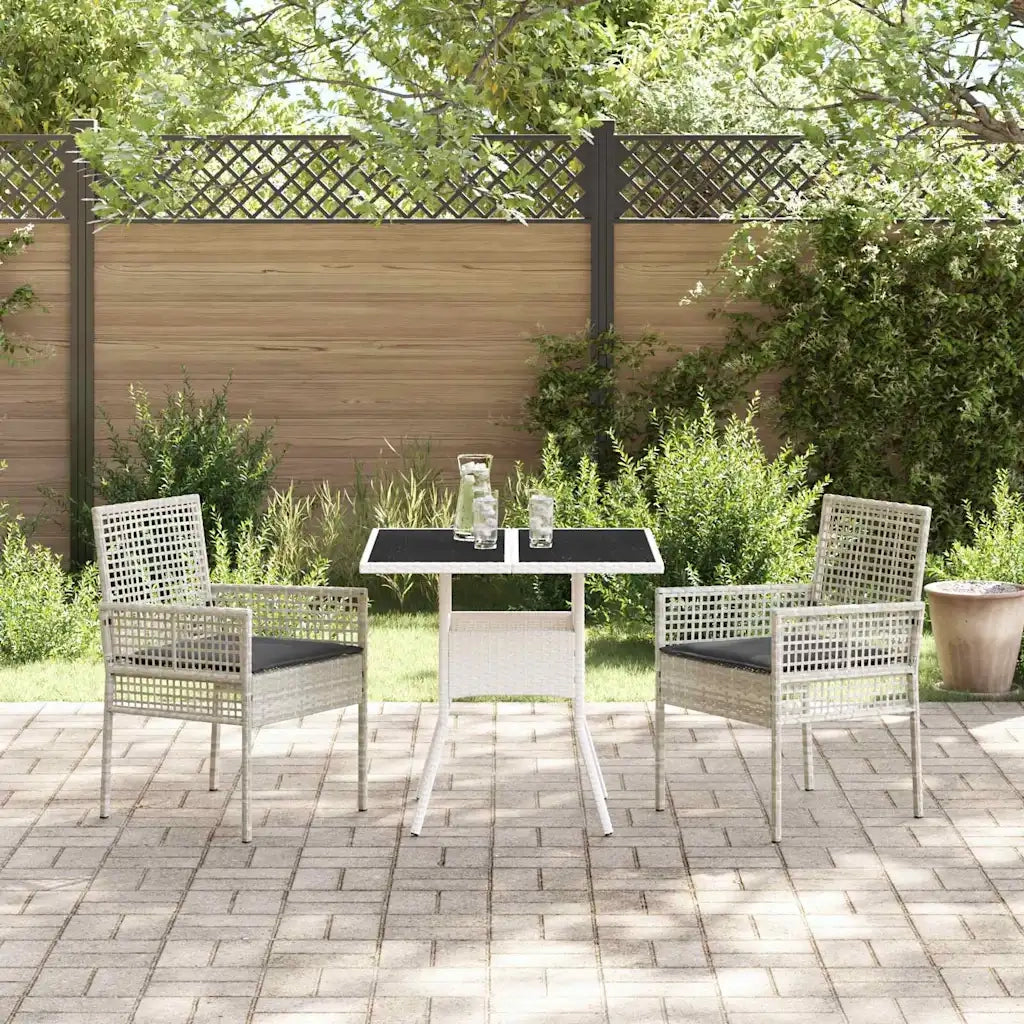 Set da Pranzo per Giardino 3 pz | Set Salotto da Giardino Grigio chiaro polyrattan