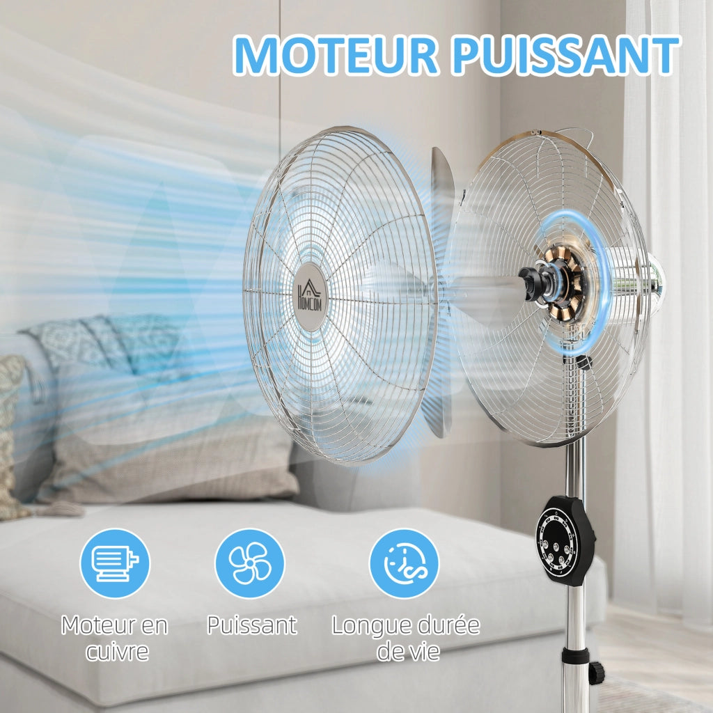 Ventilatore a Piede Regolabile ¨C Zephmum ¨C Argento 120-135 cm