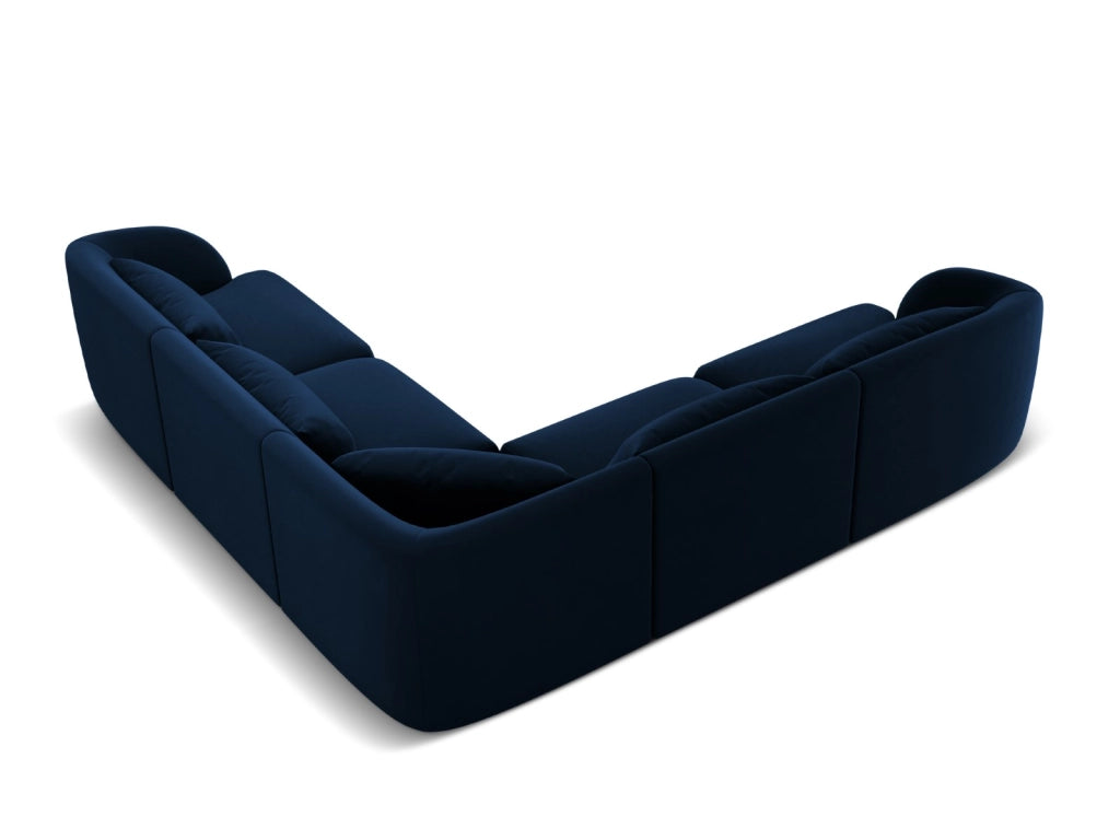 Cosmopolitan Design - Divano angolare reversibile "Tulum" 5 posti in velluto blu reale 