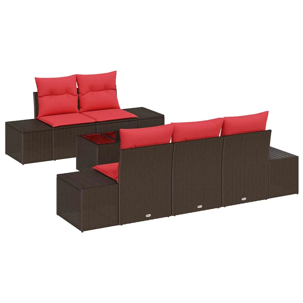 Set Divano da Giardino con cuscino 6 pcs Marrone polyrattan 3346944