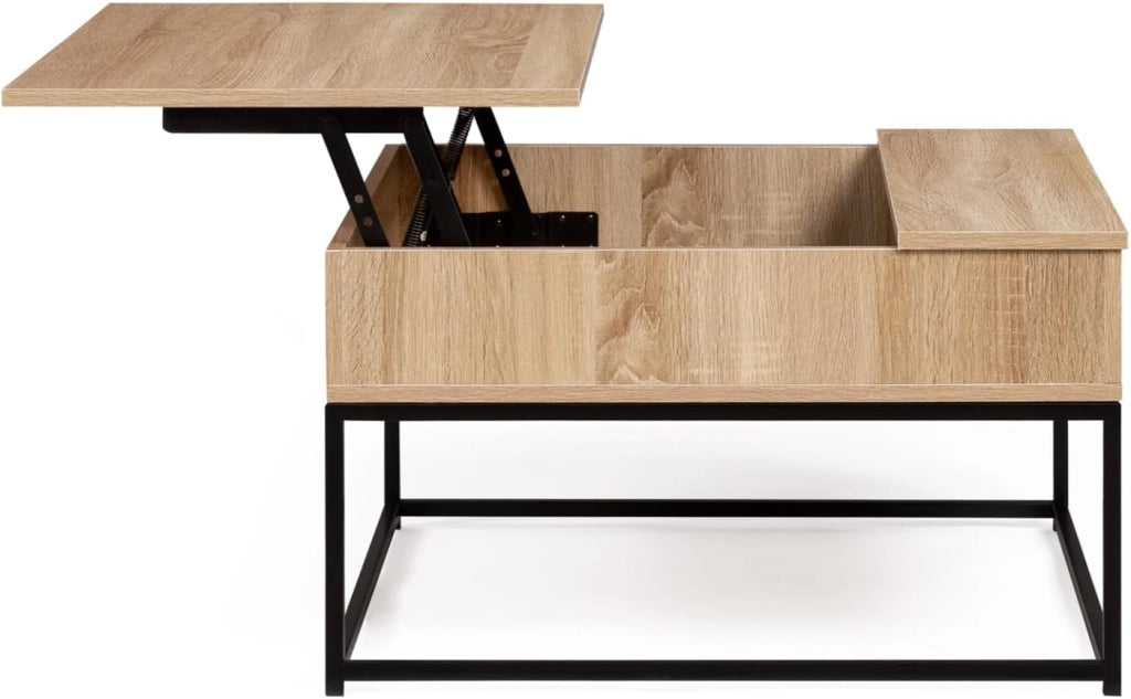 Tavolino quadrato con piano sollevabile DETROIT design industriale