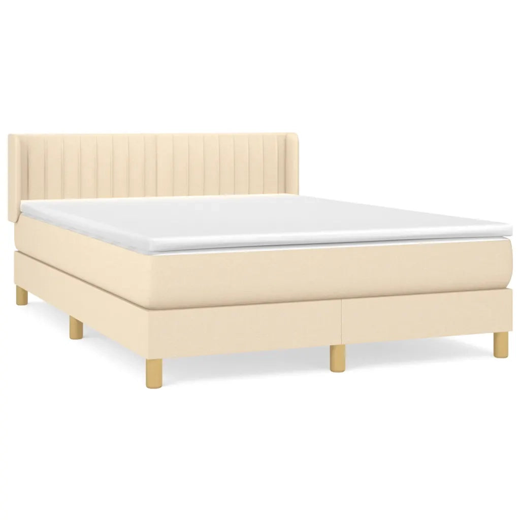 Giroletto a Molle con Materasso Crema 140x19 cm in Tessuto