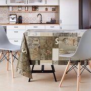Tavolo Coprente - Reettangolare 200x140 cm - Lavabile PVC - Disegno Industriale - Marrone Scuro/Grigio - Facile da Pulire - Tappeto per Tavolo in Vinile