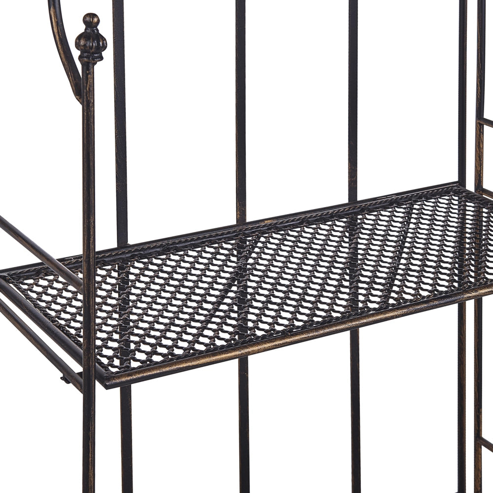 Scaffale per piante in metallo Nero per esterni interni giardino bagno rustico 4 ripiani portaoggetti da giardino autoportante