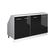 Set di mobili sottotetto Rion Nero lucido/Bianco 140 cm Set di 2 carcasse armadio profondità 60 cm Vicco