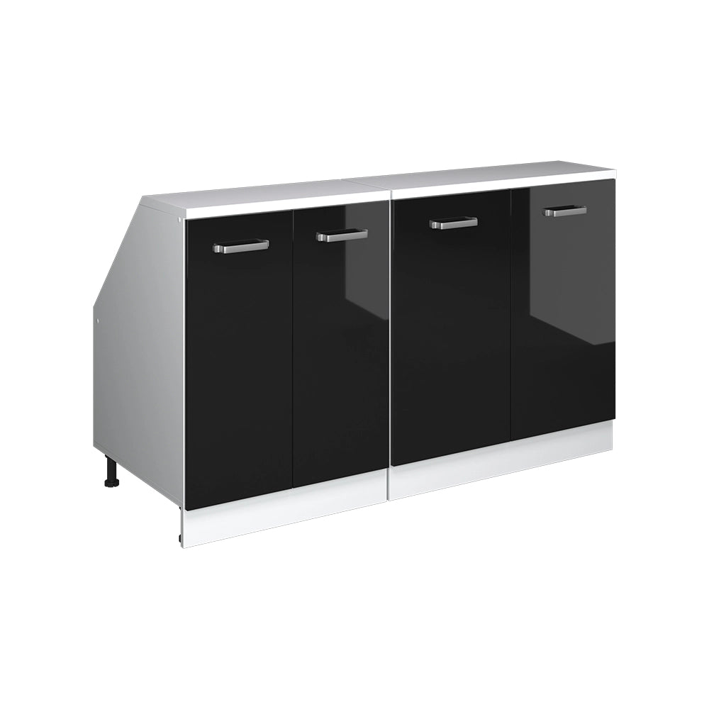 Set di mobili sottotetto Rion Nero lucido/Bianco 140 cm Set di 2 carcasse armadio profondità 60 cm Vicco