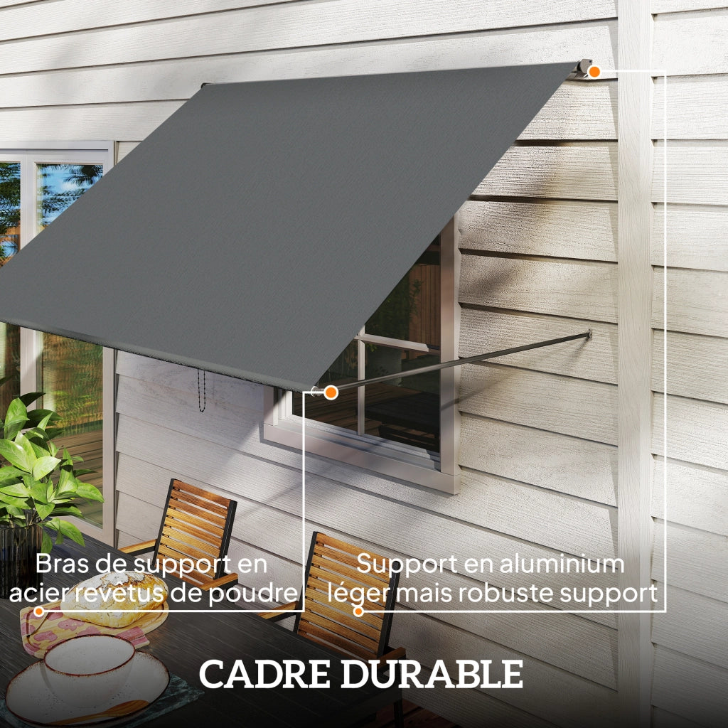 Tenda da sole retrattile manuale ¨C Xylo ¨C Alluminio e poliestere grigio scuro 195x120 cm