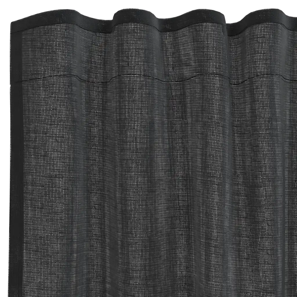 Tende in Voile con Tasche per Aste 2 pz Nero 4102168
