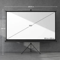 Telo Proiettore Pieghevole da 100" Formato 16:9 con Treppiede Regolabile, 235.8x8x136 cm, Nero