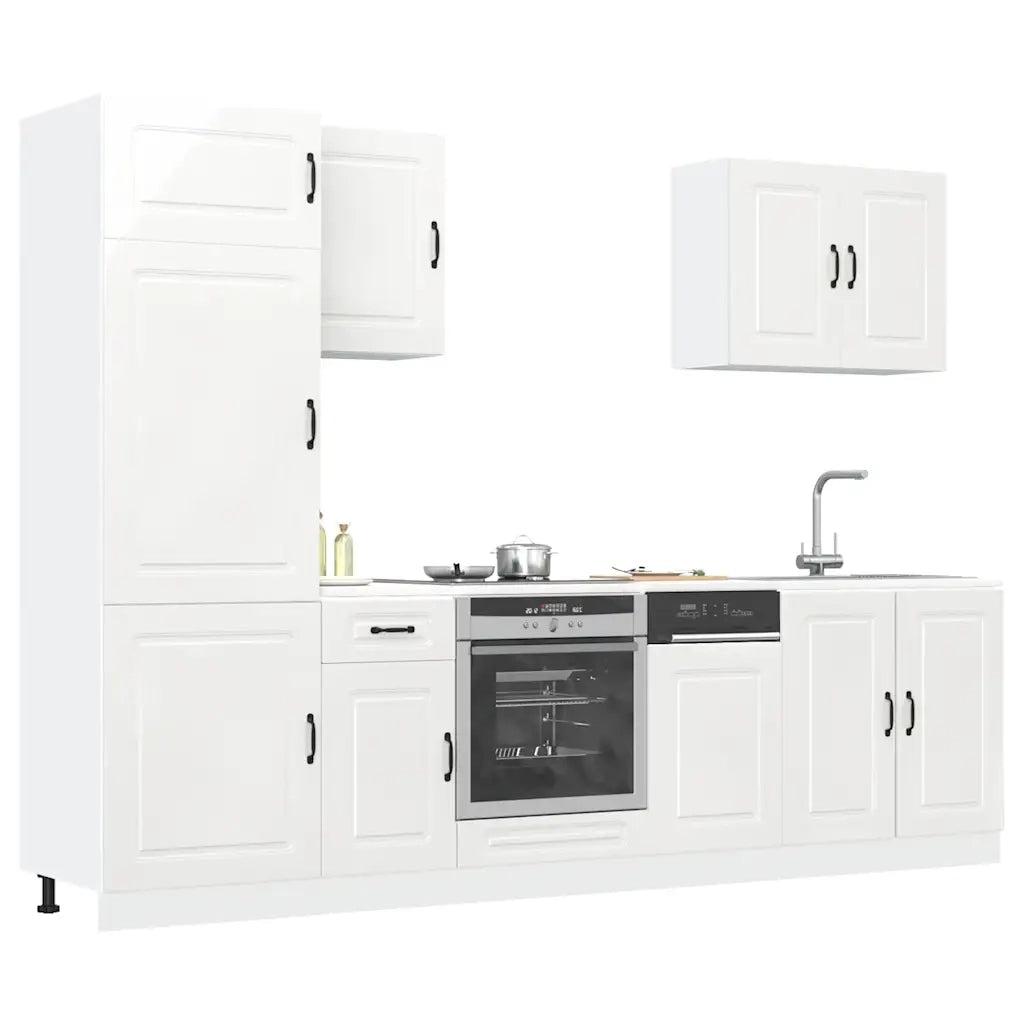 Set Mobili da Cucina 7 pz Kalmar Bianchi Lucido in Truciolato