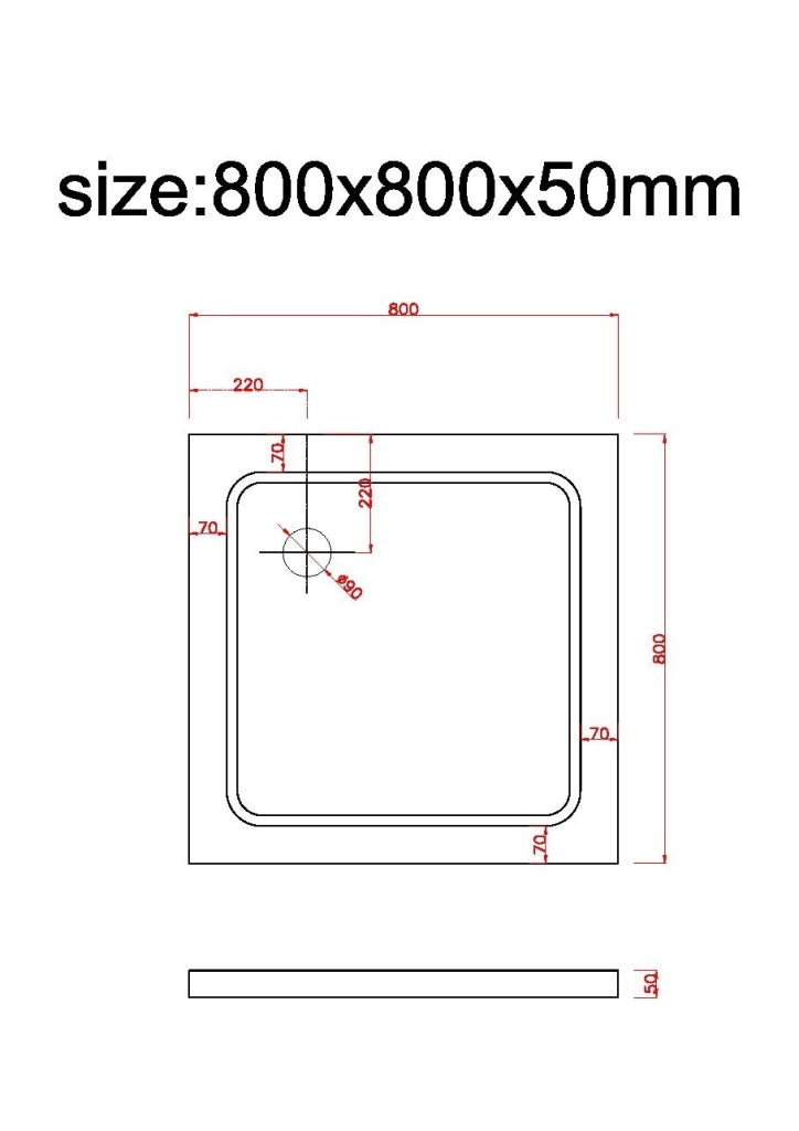 Piatto Doccia Ribassato Quadrato In Abs H 5cm Con Piletta Inclusa 80x80