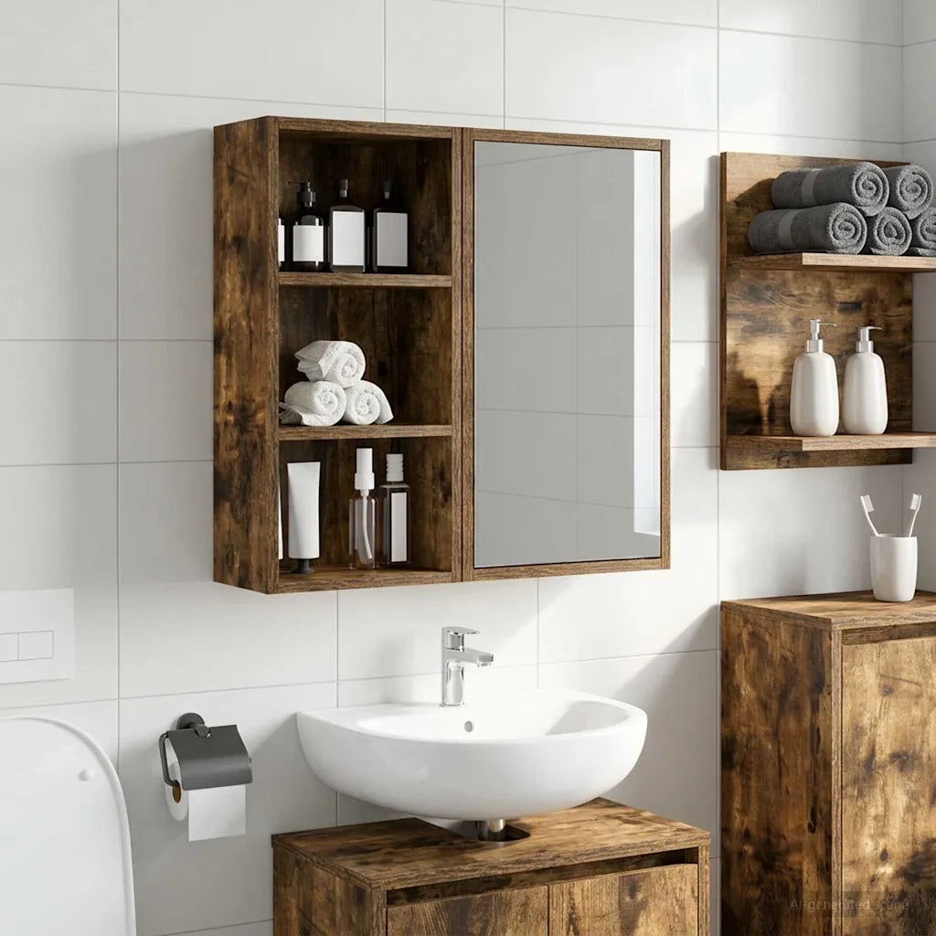 Armadio da bagno a muro Quercia Affumicata 30 x 16 x 62,5 cm