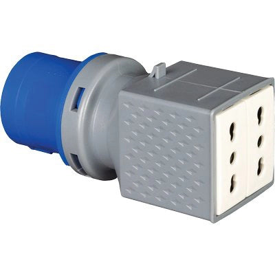 ADATTATORE SPINA BLU-16A BIPASSO DOPPIA 77000 VB - 2P+T 16A IP44- 2 pezzi