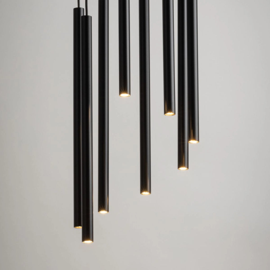 Lampada sospesa Sopel nera rotonda Ø30 8 luci G9 Sigma