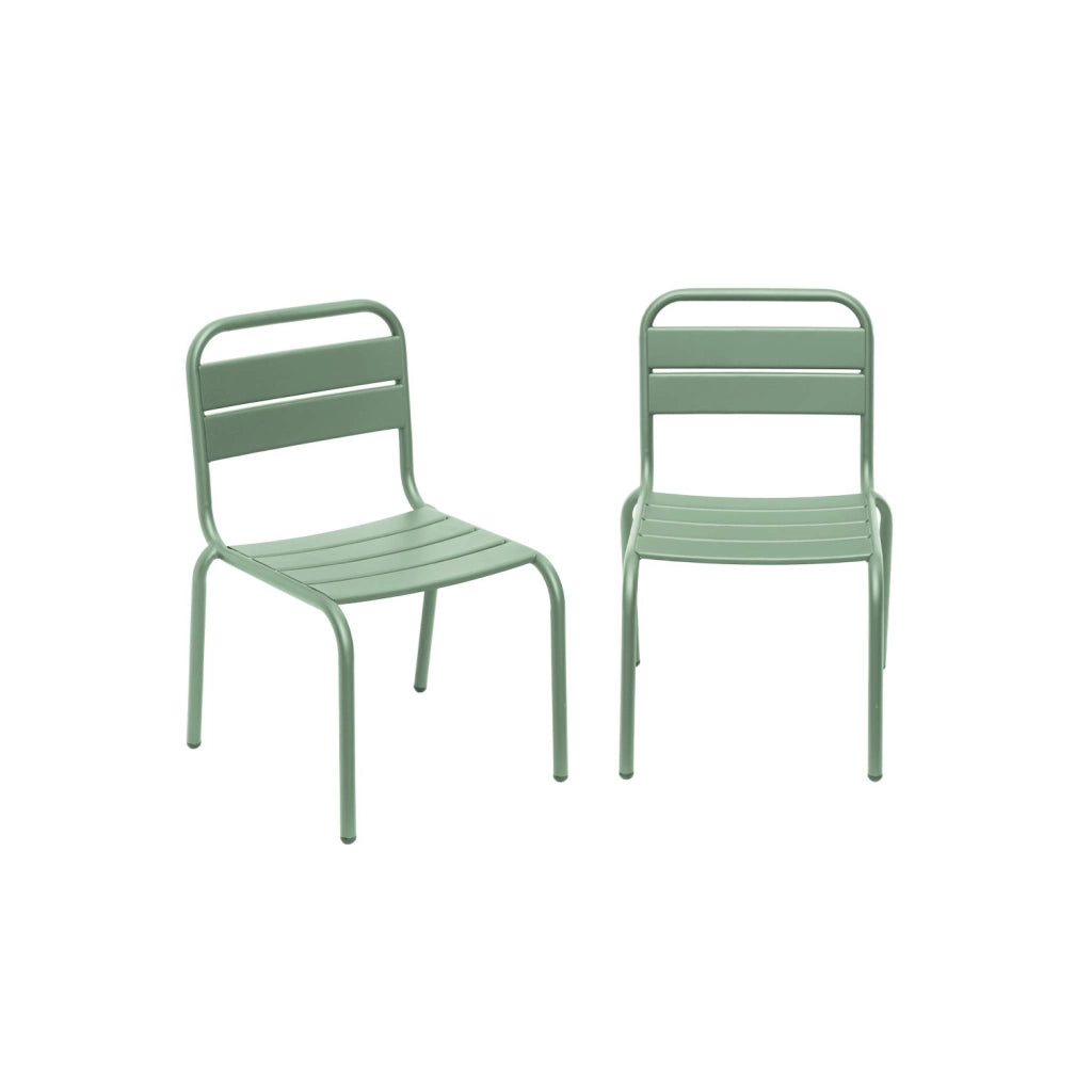 Set di 2 sedie in metallo per bambini, verde chiaro