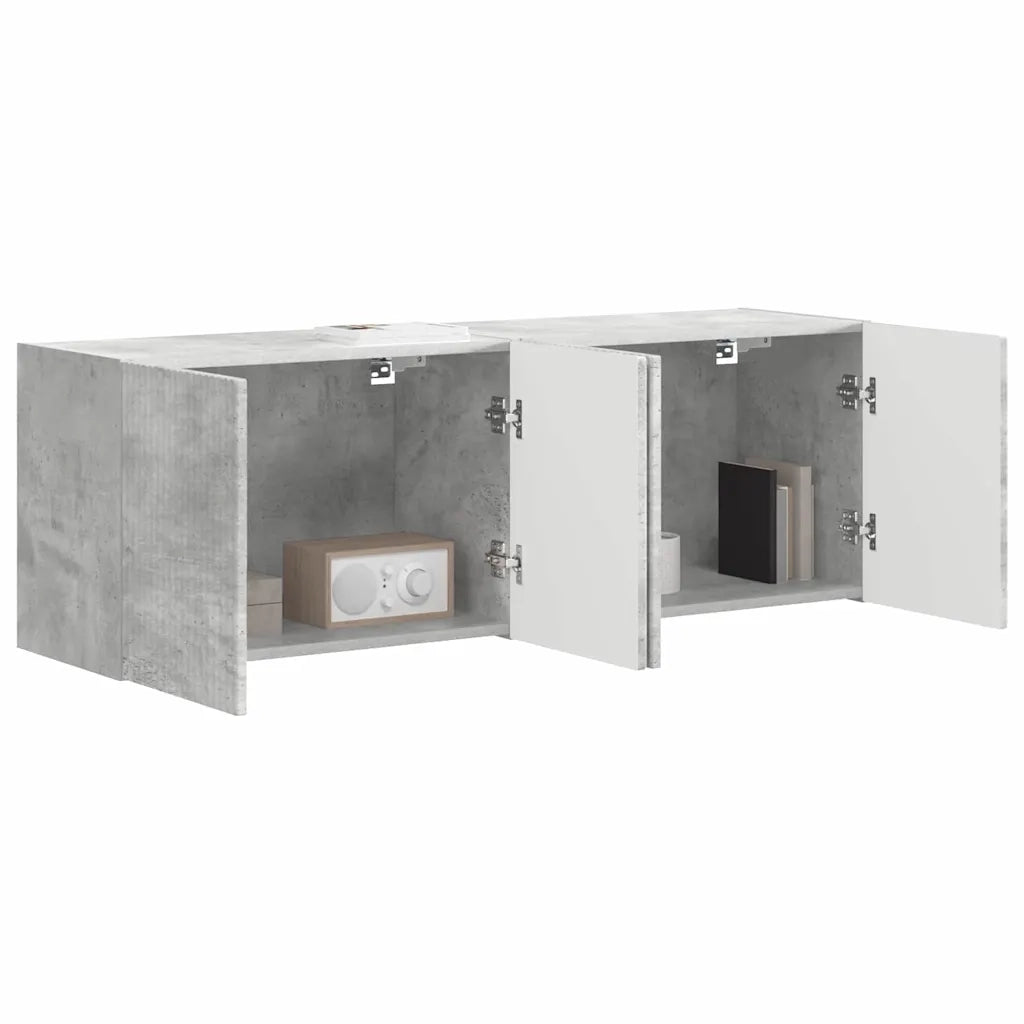 Mobile TV da parete 2 pz-Set di 2 Mobile TV a Muro-Credenza TV Grigio cemento 59,5 x 31 x 40 cm