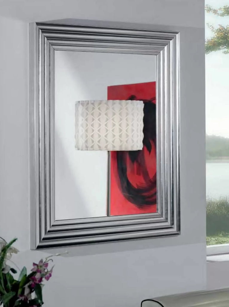 Mobili2g - specchiera foglia argento brillante rettangolare- misure: l.90 x h.200 x p.5