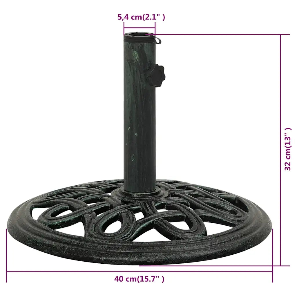 Base per Ombrellone-Supporto per ombrellone Verde 40x40x32 cm in Ghisa