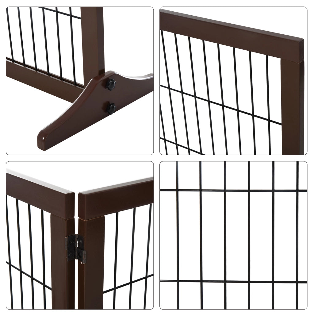 Cancelletto per cani 185x36x71 cm pieghevole a 3 pannelli in legno marrone