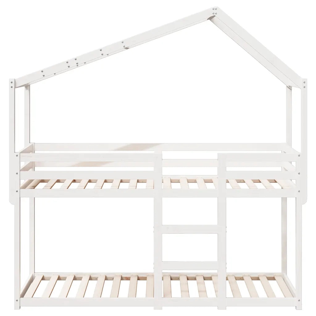 Letto a Castello con Tetto Bianco 90x200 cm in Legno di Pino 3282037