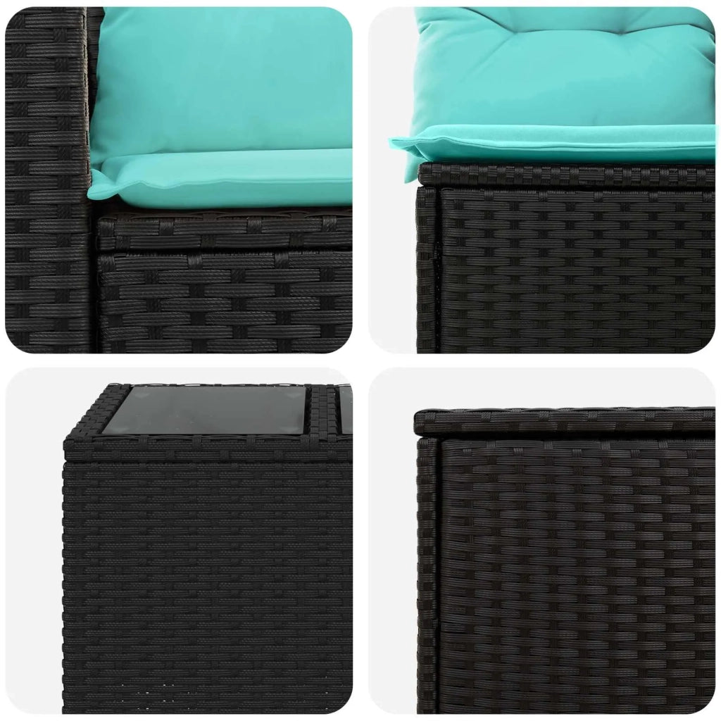 Set di divani 6 pz Nero e Blu Rattan sintetico e Acciaio 3447393