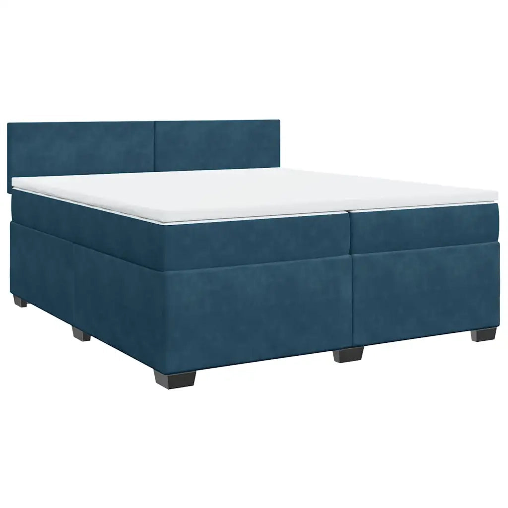 Giroletto a Molle con Materasso Blu Scuro 200x200 cm in Velluto